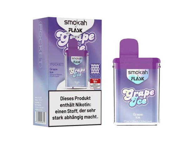 Smokah x Flask Pocket Einweg E-Zigarette Grape Ice